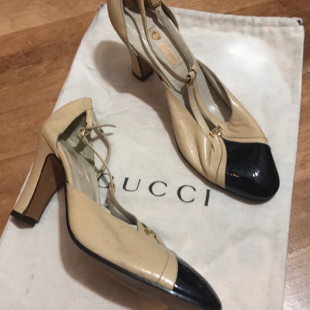 Gucci Leather T-Strap Pumps Spectator Heels